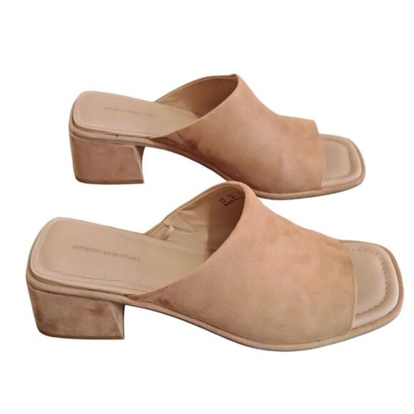Amazon Essentials Mules Size 13 Tan Faux Suede Block-Heel Memory Foam Cushion - Picture 6 of 8